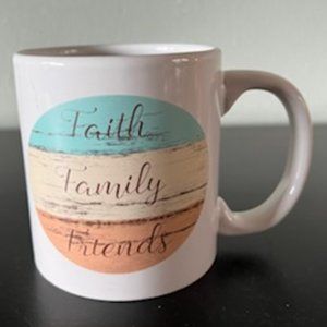 Vintage Royal Norfolk Faith Family Friends Ceramic Coffee Mug Farmhouse Cup 12oz
